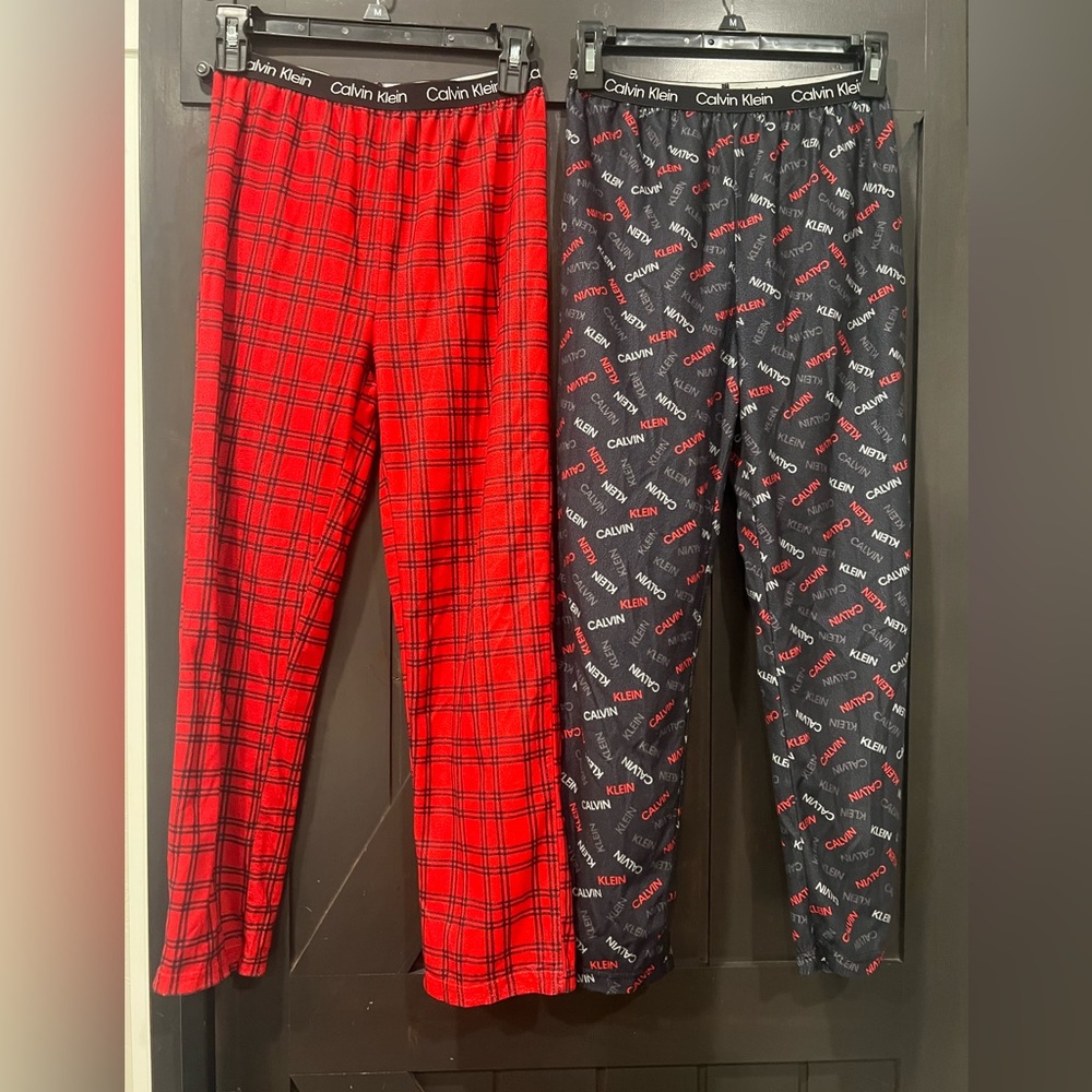 Calvin Klein Red and Black Pajama Bottoms Soft Sleepwear L 10-12 ($10 for both)